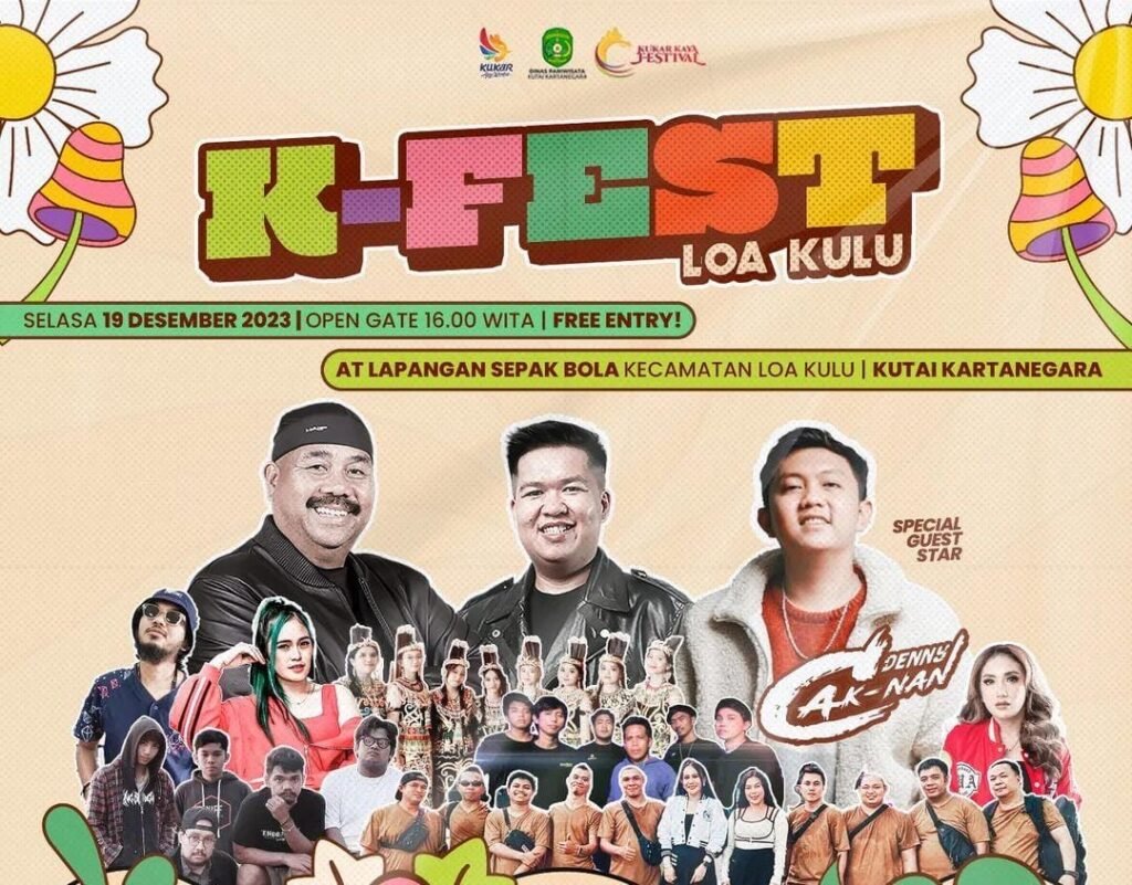 Hadirkan Denny Caknan pada K-Fest 2023, Pemkab Kukar Beri Event Musik Gratis untuk Masyarakat Kukar Penyanyi dan pencipta lagu pop Jawa dan koplo terkenal Denny Caknan, kembali menyapa Kabupaten Kutai Kartanegara (Kukar) untuk memeriahkan K-Fest 2023.