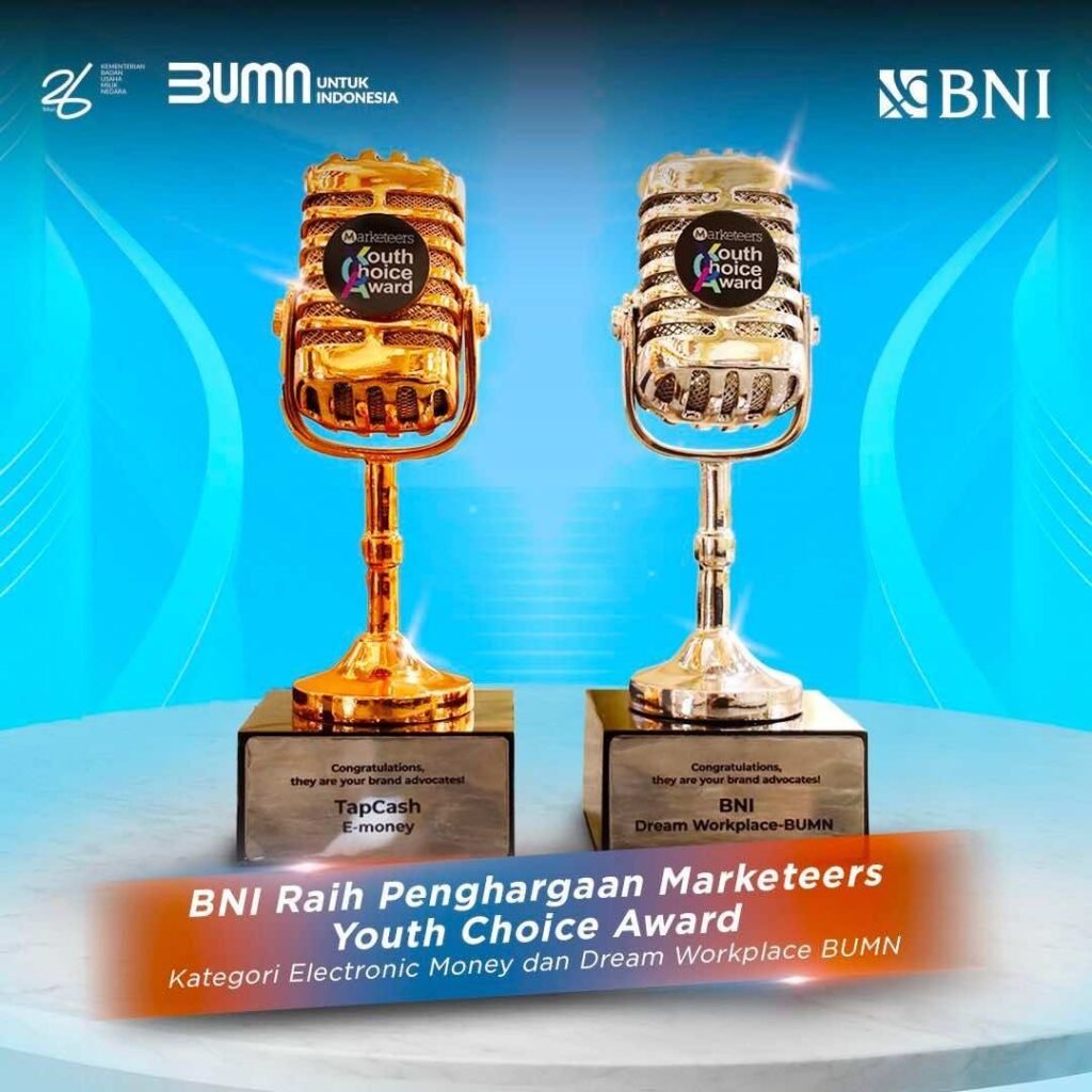 Konsisten Melayani, BNI Raih 2 Penghargaan ‘Marketeers Youth Choice Award 2024’
