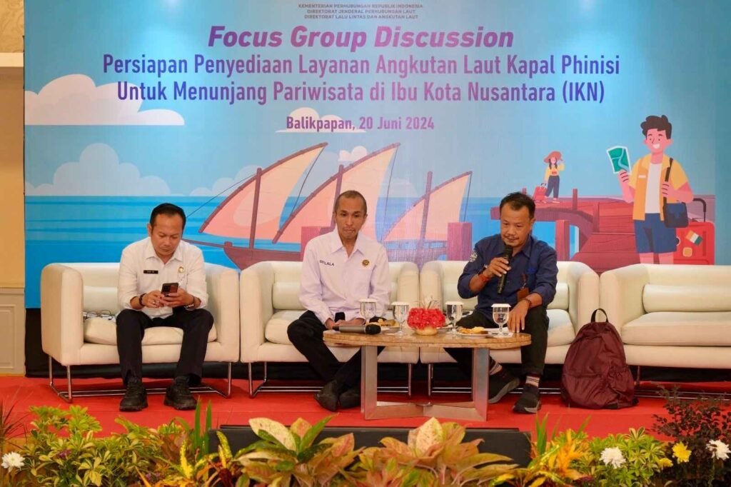 Permudah Wisatawan Jelajah IKN, Ditjen Hubla Sediakan Layanan Kapal Pinisi Direktorat Perhubungan Laut Kementerian Perhubungan (Kemenhub) menyelenggarakan Focus Group Discussion (FGD) dengan tema "Penyediaan Kapal Pinisi untuk Mendukung Pariwisata di Wilayah Ibu Kota Nusantara (IKN)".